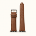 Bracelet Apple Watch en cuir marron clair vue de face