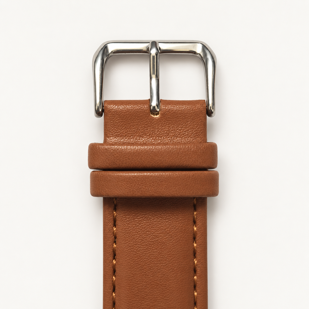 Boucle argentée du bracelet Apple Watch marron clair